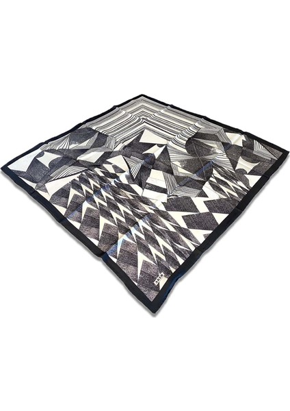 Siyah Beyaz Karma Desen Tivil Ipek Eşarp 8413713 - 914