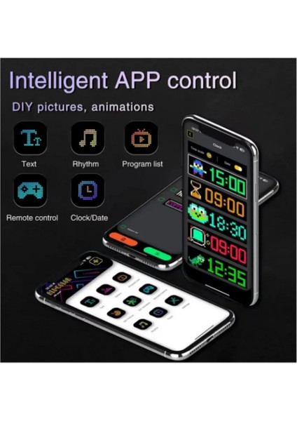 Esnek Katlanabilir Panel LED Cama Yapışır Uygulama Ile Kontrol Dijital Tabela Kayar 60CM 16X96 LED modelleri