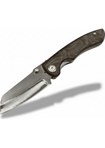 Afrika Sapelli Saplı Kilit Mekanizmalı Isme Özel Yazılı Dövme Çelikten Avcı Kamp Bıçağı - F112