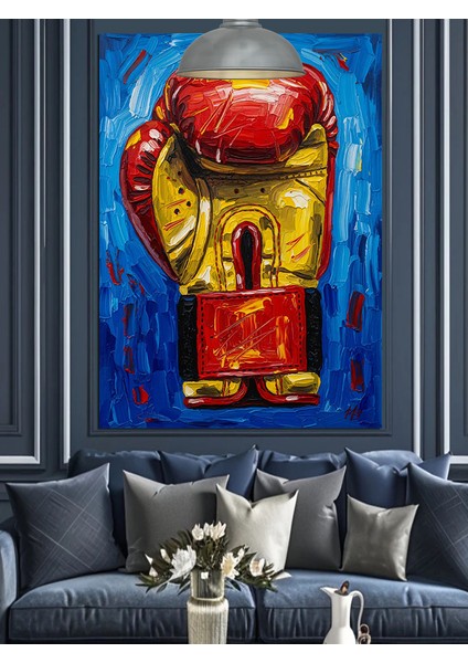 Kırmızı Tek Büyük Boks Eldiveni Dekoratif Kanvas - Mdf Ahşap Tablo