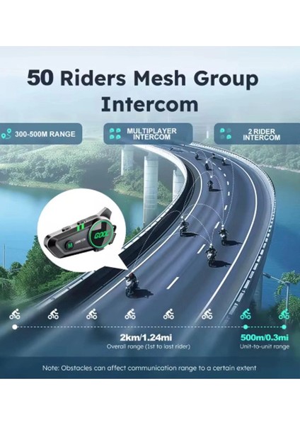 C50 2x Motosiklet Intercom Kask Kulaklık 1000 Mah Rgb Işıklı Çift Eşleşme fiyatları