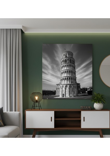 Siyah Beyaz Italya Tablosu, Pisa Kulesi Kanvas Tablo,italya Şehir Manzarası Tablo,avrupa Tablo fiyatları