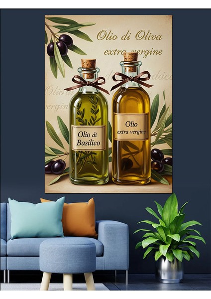 Zeytin Yağı Şişeleri Detay Dekoratif Kanvas - Mdf Ahşap Tablo