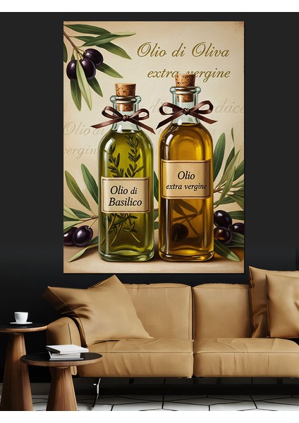Zeytin Yağı Şişeleri Detay Dekoratif Kanvas - Mdf Ahşap Tablo fiyatları