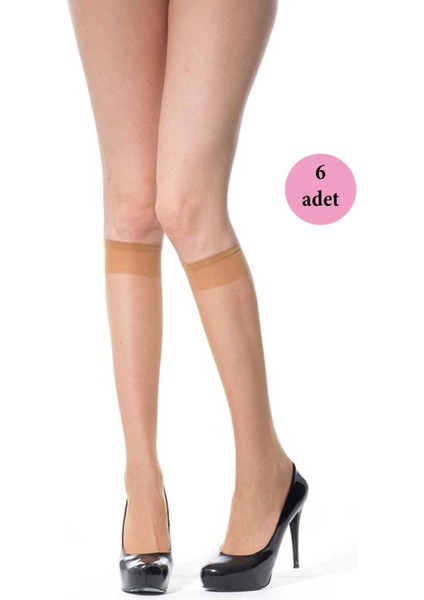 6 Adet Ince Dizaltı Çorap 20 Denye 57 Ten
