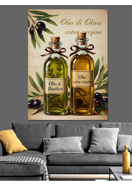 Zeytin Yağı Şişeleri Detay Dekoratif Kanvas - Mdf Ahşap Tablo fırsatları