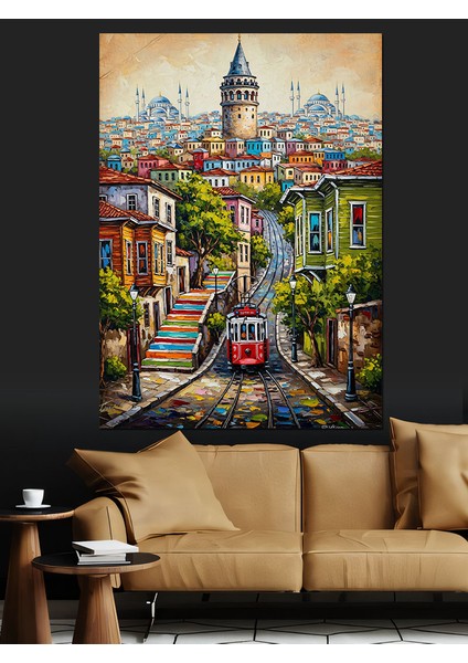 Kalabalık Istanbul Şehir Manzarası Dekoratif Kanvas - Mdf Ahşap Tablo