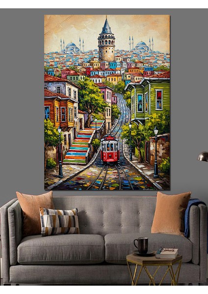 Kalabalık Istanbul Şehir Manzarası Dekoratif Kanvas - Mdf Ahşap Tablo fiyatları
