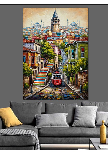 Kalabalık Istanbul Şehir Manzarası Dekoratif Kanvas - Mdf Ahşap Tablo modelleri