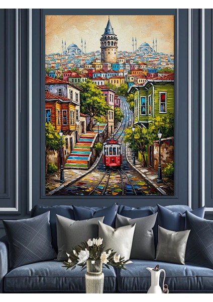 Kalabalık Istanbul Şehir Manzarası Dekoratif Kanvas - Mdf Ahşap Tablo fırsatları