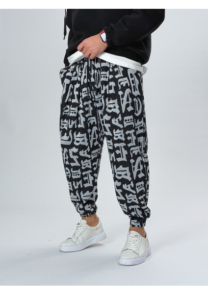 Grafiti Harf Desenli Erkek Pileli Yarım Şalvar COC2524 modelleri