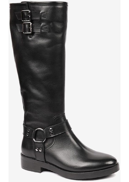 Kadın Siyah Hakiki Deri Topuklu Çizme 4K2TC59161