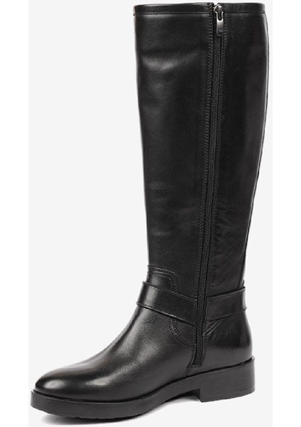 Kadın Siyah Hakiki Deri Topuklu Çizme 4K2TC59161