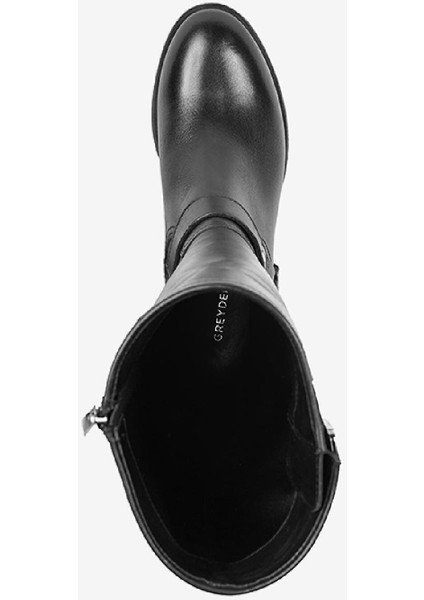 Kadın Siyah Hakiki Deri Topuklu Çizme 4K2TC59161