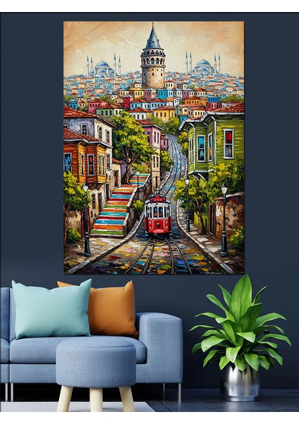 Kalabalık Istanbul Şehir Manzarası Dekoratif Kanvas - Mdf Ahşap Tablo indirimleri