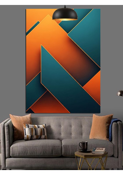 Turuncu Yeşil Soyut Geometrik Dekoratif Kanvas - Mdf Ahşap Tablo fırsatları
