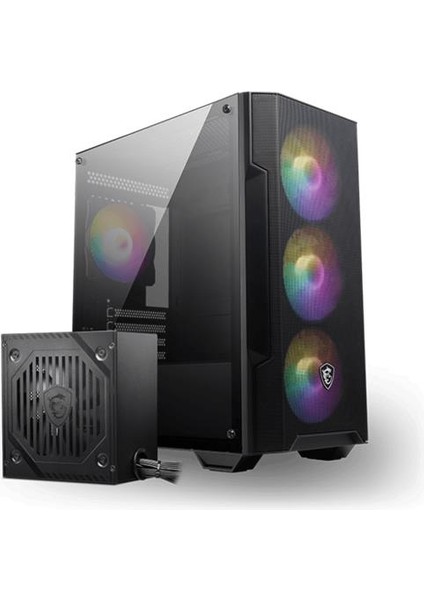 Msı Mag Forge M100A D60 Akrilik Yan Panel 3X120MM 1X120MM Argb Fan 600W 80+ Psu Matx Gamıng Kasa