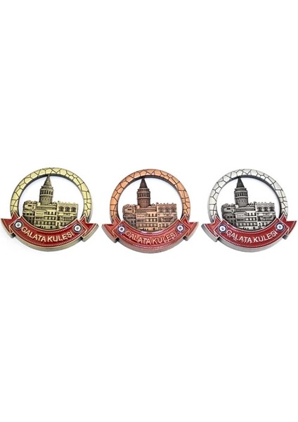 Istanbul Temalı Metal Magnet Galata Kulesi Yuvarlak Tasarım