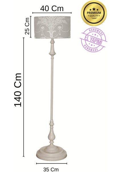 Bej Ashley Desen Krem Metal Ayaklı Lambader indirimleri