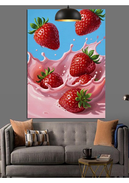Çilekler Meyve Yiyecek Resmi Dekoratif Kanvas - Mdf Ahşap Tablo fiyatları