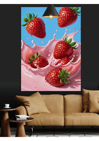 Çilekler Meyve Yiyecek Resmi Dekoratif Kanvas - Mdf Ahşap Tablo fırsatları