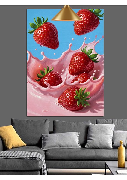 Çilekler Meyve Yiyecek Resmi Dekoratif Kanvas - Mdf Ahşap Tablo indirimleri