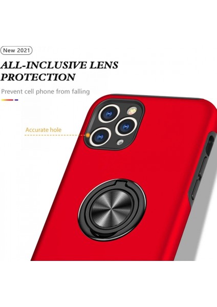 iPhone 11 Pro Max Kılıf Elit Yüzüklü Kapak - Kırmızı (K95) fırsatları