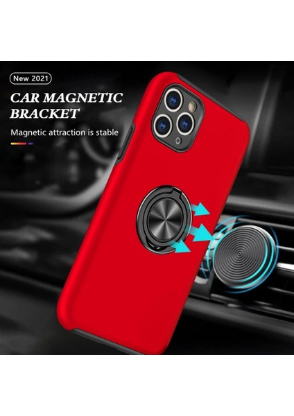 iPhone 11 Pro Max Kılıf Elit Yüzüklü Kapak - Kırmızı (K95) indirimleri