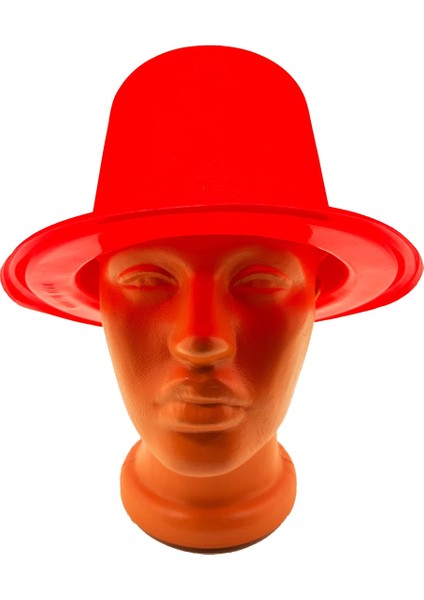 Kırmızı Renk Plastik Nubuk Kadife Flok Kaplama Fötr Şapka 11 cm modelleri