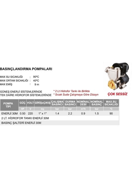 Atlantis ENJ40 Basınçlandırma Pompası Sıcak Su Uyumlu fiyatları