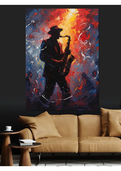 Saksafoncu ve Blues Dekoratif Kanvas - Mdf Ahşap Tablo modelleri