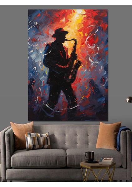 Saksafoncu ve Blues Dekoratif Kanvas - Mdf Ahşap Tablo fırsatları