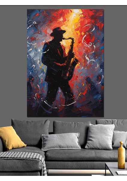 Saksafoncu ve Blues Dekoratif Kanvas - Mdf Ahşap Tablo indirimleri