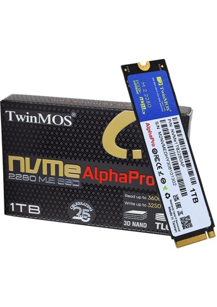 1 Tb Twınmos M.2 Pcıe Nvme 3600/3250 NVME1TB2280AP