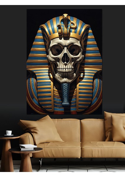 Mısır Firavunu Altın Kafatası Dekoratif Kanvas - Mdf Ahşap Tablo fiyatları