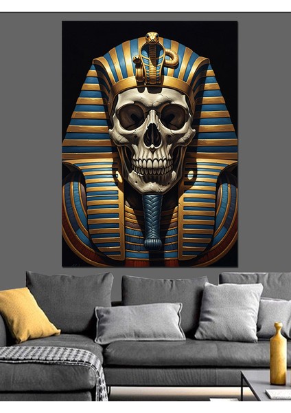Mısır Firavunu Altın Kafatası Dekoratif Kanvas - Mdf Ahşap Tablo fırsatları