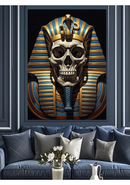 Mısır Firavunu Altın Kafatası Dekoratif Kanvas - Mdf Ahşap Tablo indirimleri