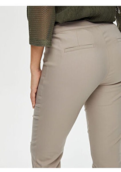 Slim Fit Kadın Pantolon Desenli Taş Renk 00052 Şık ve Rahat Tasarım