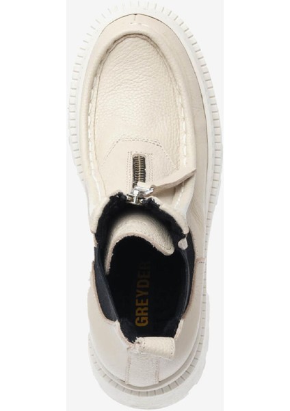 Kadın Beyaz Siyah Hakiki Deri Chelsea Bot 4K2TB72172