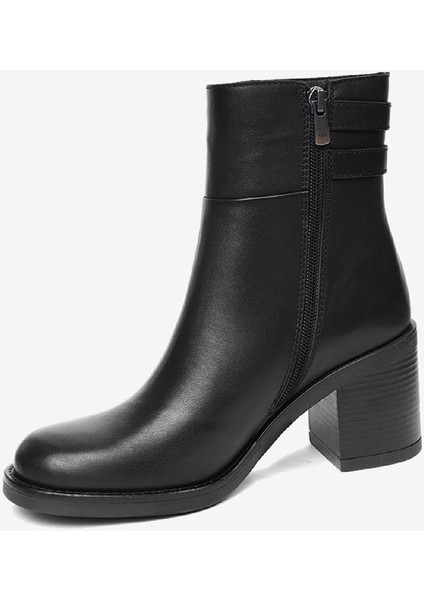 Kadın Siyah Hakiki Deri Topuklu Bot 4K2TB59154