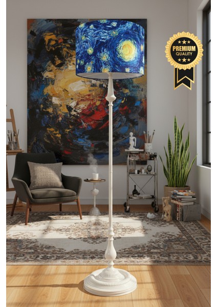 Gece Yıldızı Van Goh Bej Metal Lambader