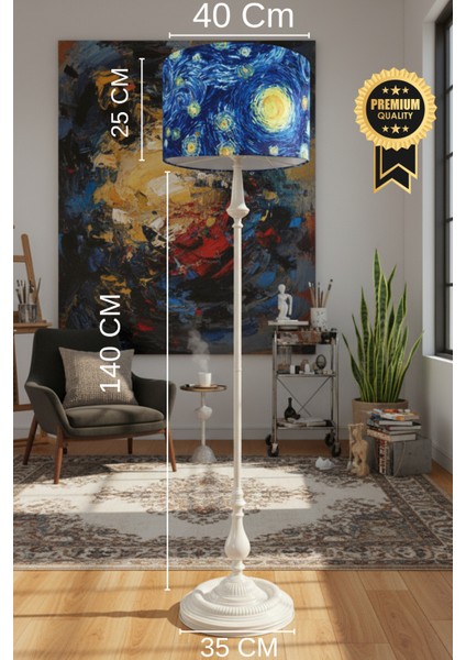 Gece Yıldızı Van Goh Bej Metal Lambader fiyatları