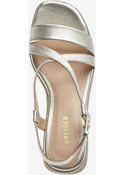 Kadın Altın Hakiki Deri Topuklu Sandalet 5Y2WS59247