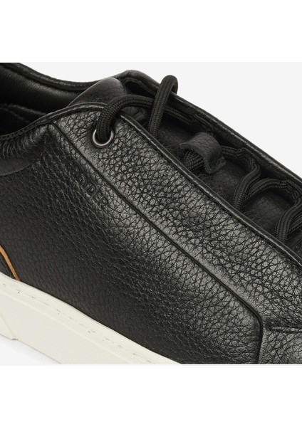 Erkek Siyah Hakiki Deri Sneaker Ayakkabı 4K1SA17420