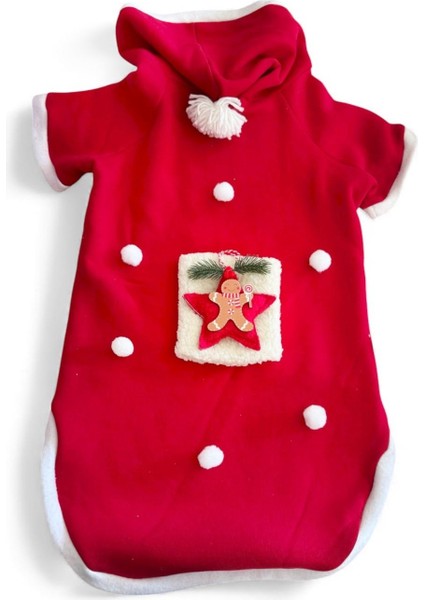 Red Star Kırmızı Yılbaşı Köpek Kıyafeti | Noel Baba Kapüşonlu Polar Sweatshirt | Orta ve Büyük Irklar Için fiyatları
