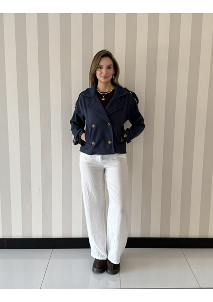Isa Oversize Kaşe Kruvaze Kaban Ceket Kadın Mont