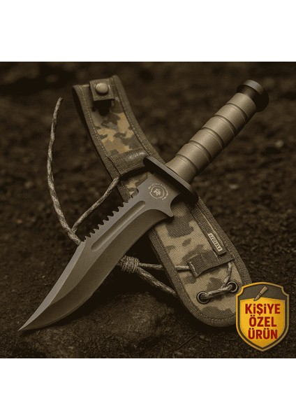 Haki Polimer Saplı Isme Özel Yazılı CK75 / ST60 Kalite Paslanmaz Çelik Outdoor Bıçak fırsatları