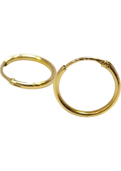 15.5mm Klasik Halka Küpe 14 Ayar Altın Hd Videolu