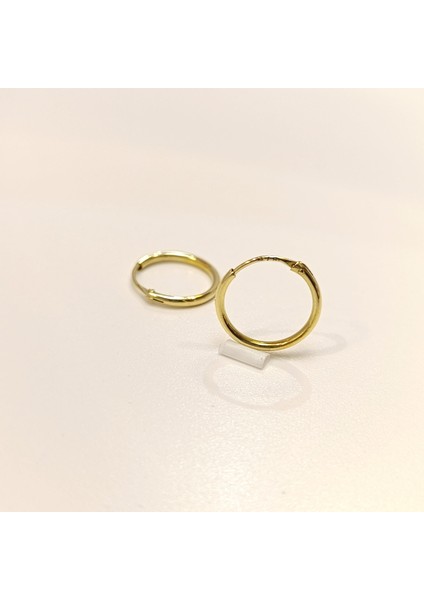 15.5mm Klasik Halka Küpe 14 Ayar Altın Hd Videolu fırsatları