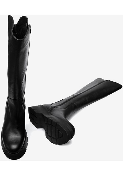 Kadın Siyah Hakiki Deri Termo Taban Çizme 3K2UC32963